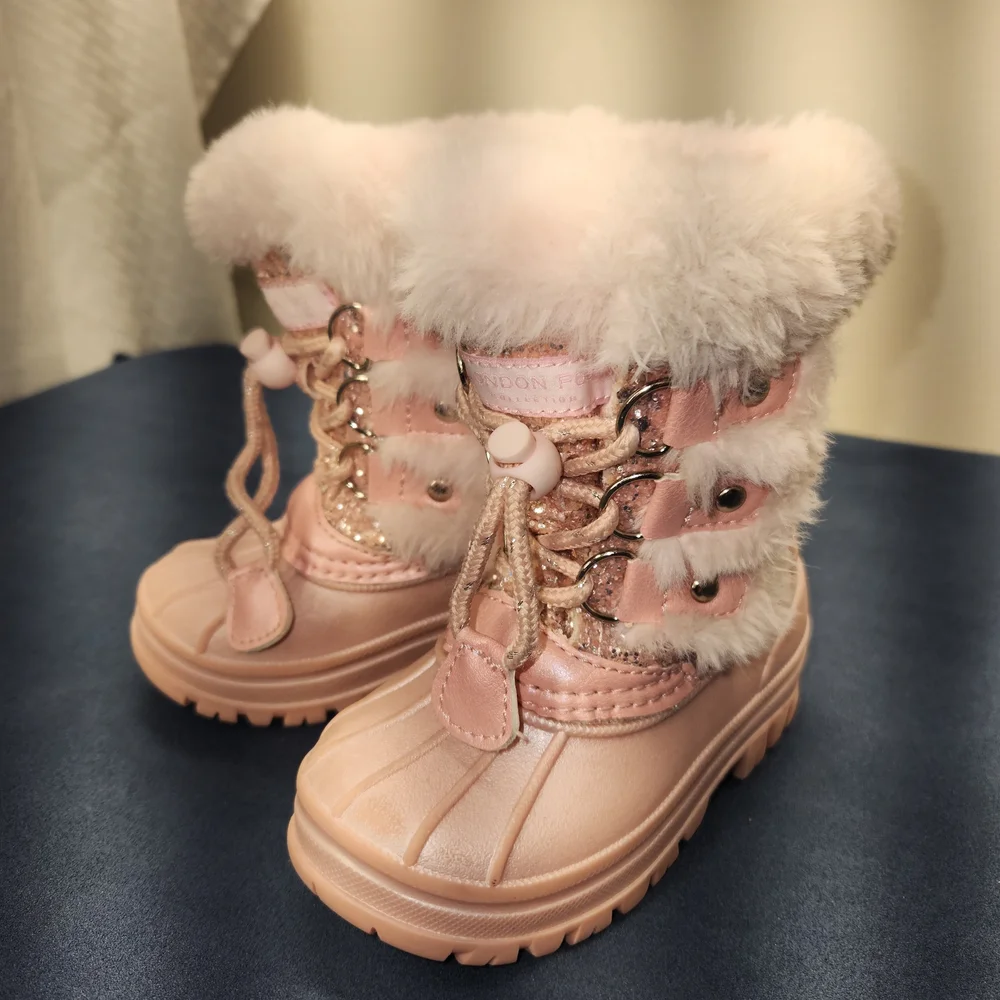 London Fog Toddler Pink Glitter Snow Boots Size 6.  #X15